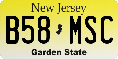 NJ license plate B58MSC