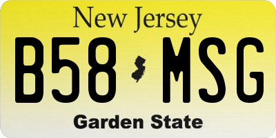 NJ license plate B58MSG