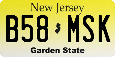 NJ license plate B58MSK