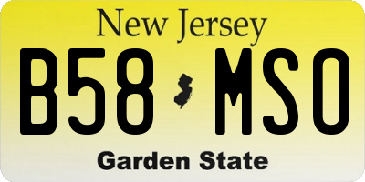 NJ license plate B58MSO