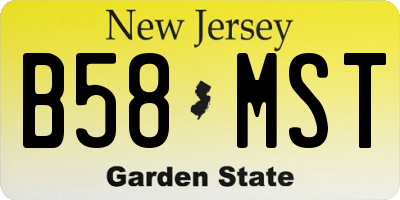 NJ license plate B58MST