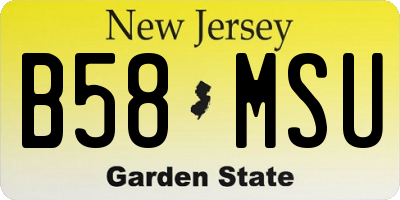 NJ license plate B58MSU