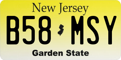 NJ license plate B58MSY