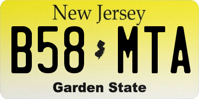NJ license plate B58MTA