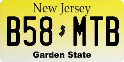 NJ license plate B58MTB
