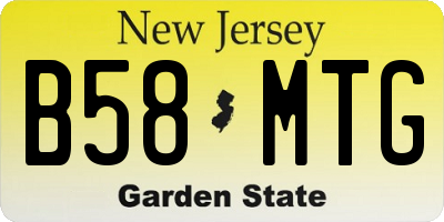 NJ license plate B58MTG