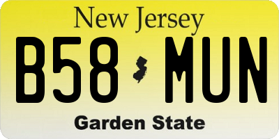 NJ license plate B58MUN