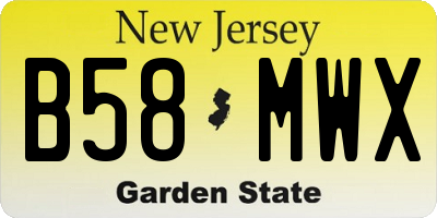 NJ license plate B58MWX
