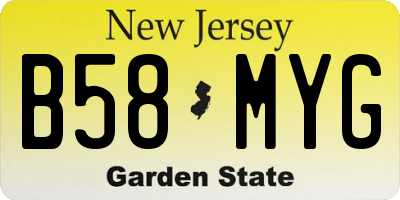 NJ license plate B58MYG