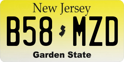 NJ license plate B58MZD