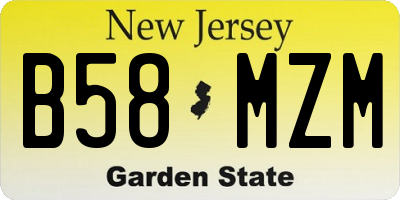 NJ license plate B58MZM