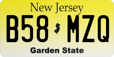 NJ license plate B58MZQ