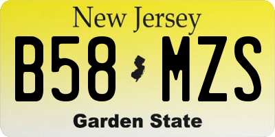 NJ license plate B58MZS