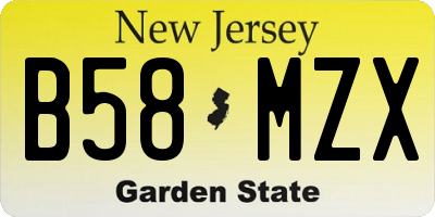 NJ license plate B58MZX