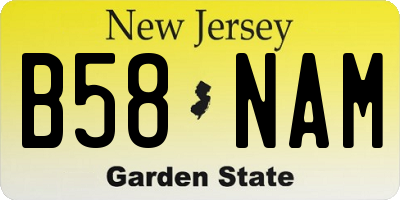 NJ license plate B58NAM
