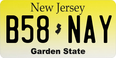 NJ license plate B58NAY