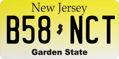 NJ license plate B58NCT