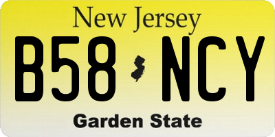 NJ license plate B58NCY