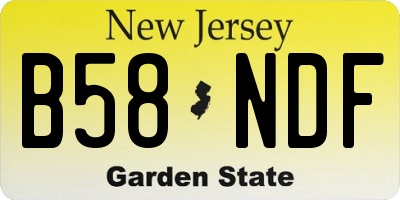 NJ license plate B58NDF