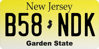 NJ license plate B58NDK