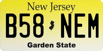 NJ license plate B58NEM