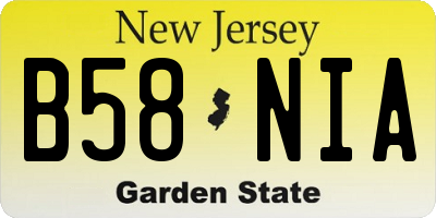 NJ license plate B58NIA