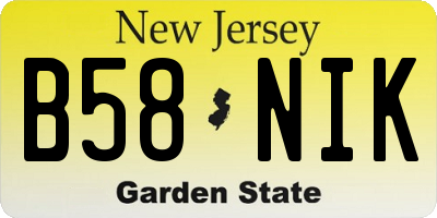 NJ license plate B58NIK