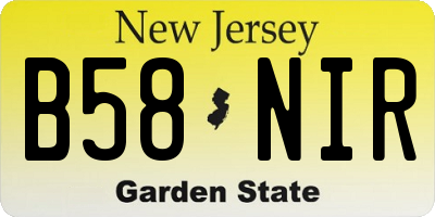 NJ license plate B58NIR