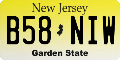 NJ license plate B58NIW