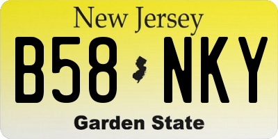 NJ license plate B58NKY