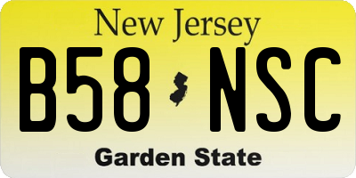 NJ license plate B58NSC