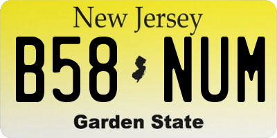 NJ license plate B58NUM