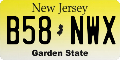 NJ license plate B58NWX