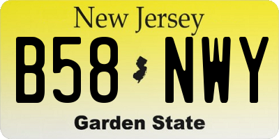 NJ license plate B58NWY