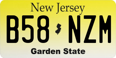 NJ license plate B58NZM