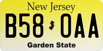 NJ license plate B58OAA