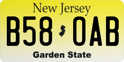 NJ license plate B58OAB