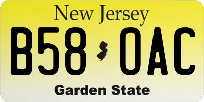 NJ license plate B58OAC