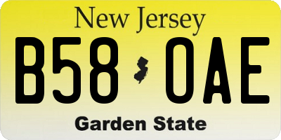 NJ license plate B58OAE