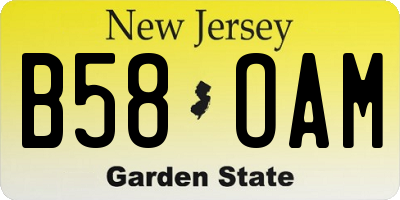 NJ license plate B58OAM