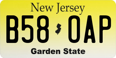 NJ license plate B58OAP