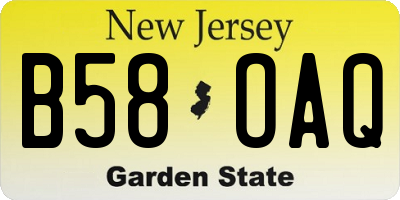 NJ license plate B58OAQ