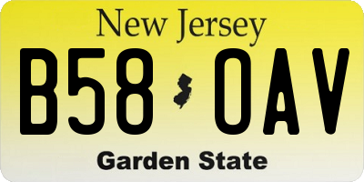 NJ license plate B58OAV