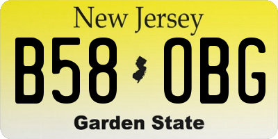 NJ license plate B58OBG