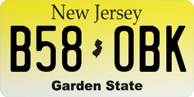 NJ license plate B58OBK