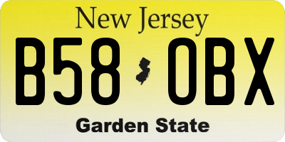 NJ license plate B58OBX