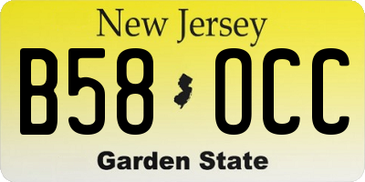 NJ license plate B58OCC