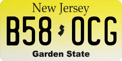NJ license plate B58OCG
