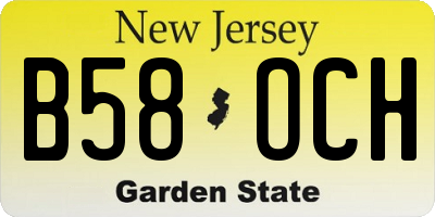 NJ license plate B58OCH