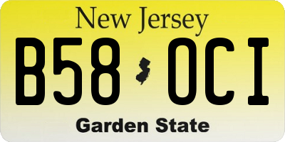 NJ license plate B58OCI